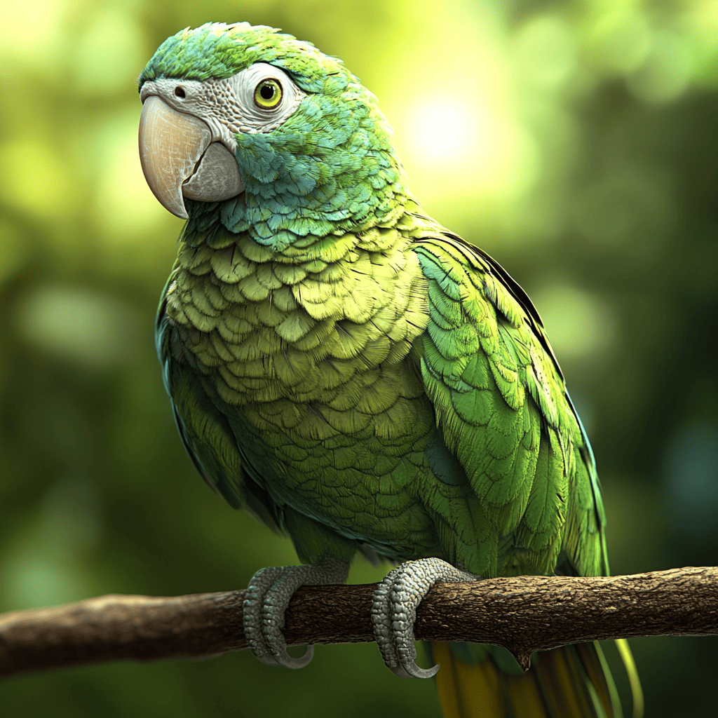 Un vieux perroquet Amazone sur une branche, selon l'IA